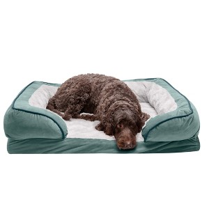 FurHaven Velvet Waves Perfect Comfort Cooling Gel Top Memory Foam Sofa Dog Bed - 1 of 4