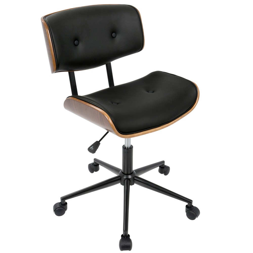 Photos - Computer Chair Lombardi Mid-Century Modern Office Chair with Swivel Black - LumiSource
