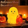 Hachikiko Cute Ghost Statue with Pumpkin Bucket,Whimsical Halloween Decor Figurine for Home & Gift - 2 of 4