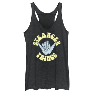 Women's Stranger Things Hang Loose Demon Hand Racerback Tank Top - 1 of 4