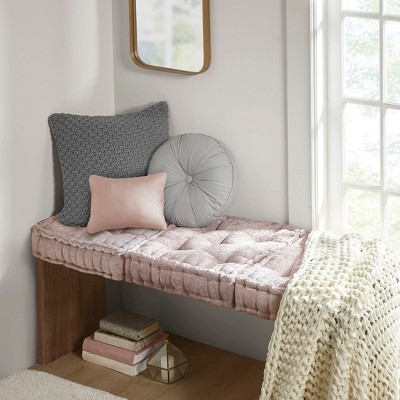 Vynxaria Charcoal Poly Chenille Square Floor Pillow Cushion - 20x20 for Cozy Comfort