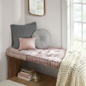 Vynxaria Charcoal Poly Chenille Square Floor Pillow Cushion - 20x20 for Cozy Comfort - 1 of 4