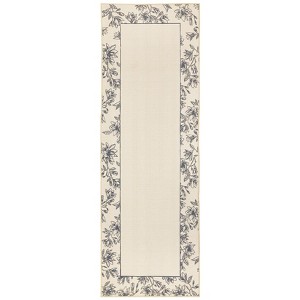 Modern Bordered Non Slip Living Room Rugs, Washable Ultra Thin Low Pile Bedroom Carpet, Indoor Contempory Floor Cover for Dining Room - 1 of 4