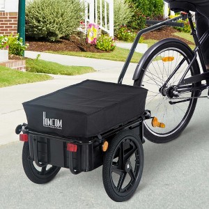 Bike Cargo Trailer with Removable Box & Waterproof Cover, Bicycle Wagon Trailers with 16" Wheels, Loading Bike Storage Cart with Reflectors - 1 of 4