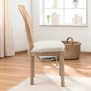 Mshliw Set of 2 Modern Dining Chairs with Rattan Back, Solid Wood Frame, Antique Painted Finish, Linen Upholstered Seat with Foam Cushion - 3 of 4