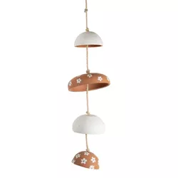 White Floral and Natural Terracotta Hanging Chime - Foreside Home & Garden