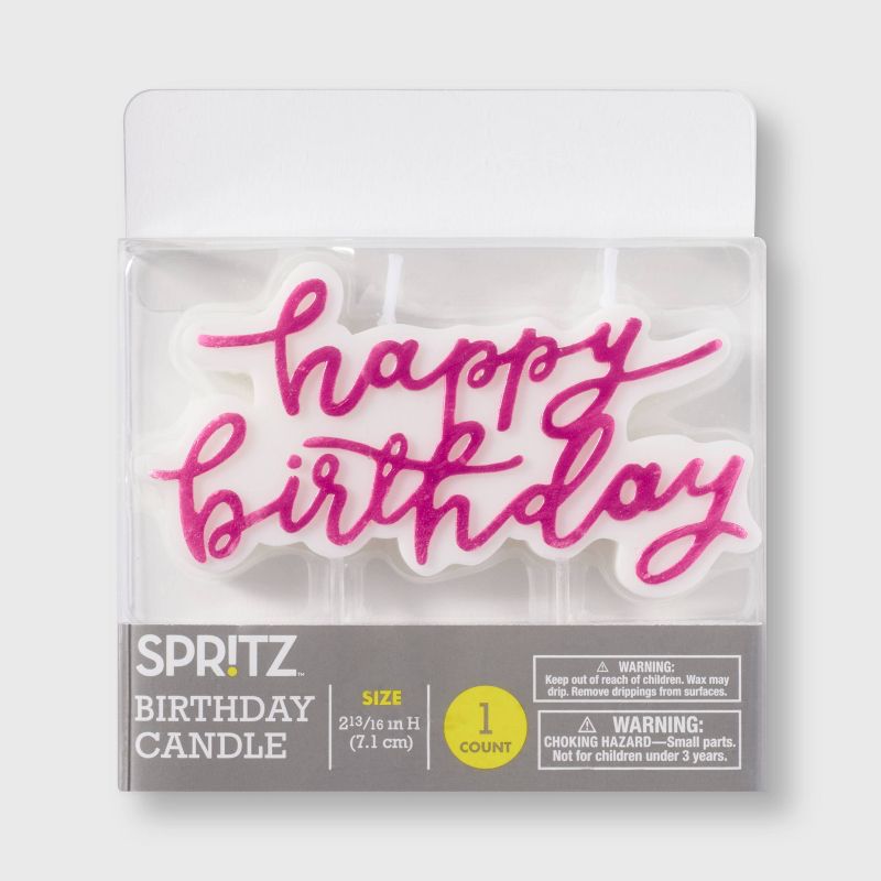 Hot Pink Happy Birthday Candle - Spritz&#8482;, 3 of 5