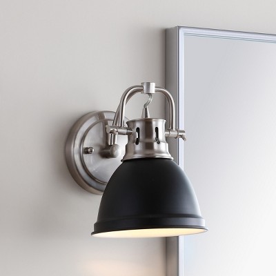 Modern Glam 8.5" Black and Chrome Bathroom Sconce