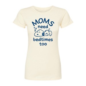 Women's - Peanuts - Moms Need Bedtimes Too Snoopy Fitted Graphic T-Shirt - 1 of 4