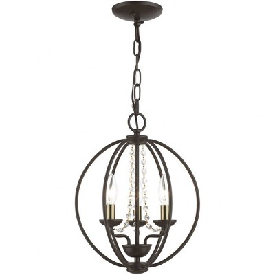 Arabella Bronze Antique Brass 3-Light Mini Crystal Chandelier