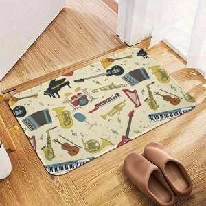 Various Different Musical Instruments Bathroom Rugs Winter Bath Mat Absorbent Non Slip Bathroom Mat Christmas Soft Floor Carpet 16x20 Inches - 1 of 1