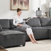 U-Shaped Sectional Sofas with Reversible Chaise, Luxurious Corduroy Upholstery, Deep Seat Comfort & Durable Support Perfect for Living Room - 3 of 4