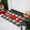 Northlight Gray and Red Poinsettia "Joy" Christmas Natural Coir Outdoor Doormat 18" x 30" - 3 of 4