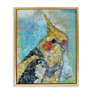 Stupell Industries Jolly Cockatiel Bird Assorted Layered Animal Collage Black Floater Framed Canvas Wall Art - 1 of 4