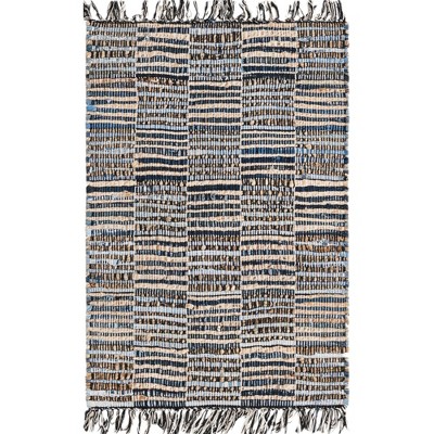Handwoven Denim Blue & Gray Braided Jute Rug, 2x3 ft