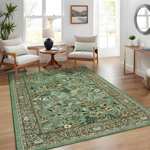Acekool Washable Area Rug 2x6 Ultra Soft Botanical Floral Throw Carpet, Stain Resistant Non-Slip Indoor Rug for Living Room Bedroom - 1 of 4