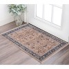 Teal Brown And Beige Oriental Area Rug With Fringe - 2 of 4