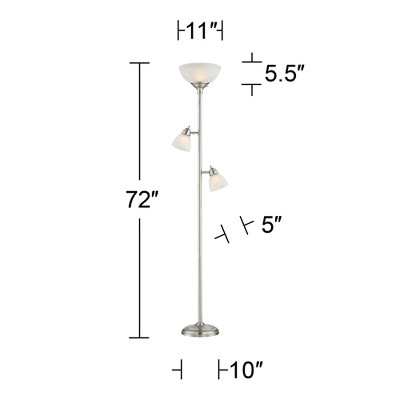 Ellery Brushed Nickel Torchiere Floor Lamp with Adjustable Side Lights