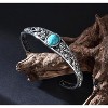 Genuine Turquoise Vintage Rose Bangle, Sterling Silver Adjustable Boho Cuff Bracelet for Women, Fits 6.5-7.5 Inch - 3 of 4