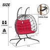 TiramisuBest Double Wicker Rattan Hanging Egg Chair with Stand,Indoor/Outdoor Swing Chair for Bedroom/Balcony/Patio (Khaki) - 4 of 4