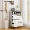 Tangkula 3 Drawer Dresser 37.5" Tall Dresser Chest of Drawers w/ Flip-up Fluted Glass Door - 2 of 4