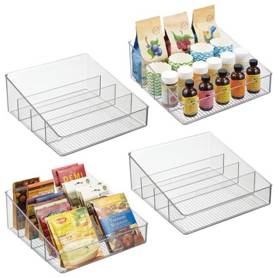 Mdesign Linus Open Front Kitchen Plastic Storage Organizer Bin, 4