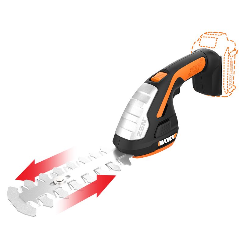 Worx WG801.9 20V Power Share 4" Cordless Shear and 8" Shrubber Trimmer (Tool Only), 1 of 9