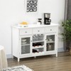 HOMCOM Glass Door Kitchen Sideboard, Buffet Cabinet with 6-Bottle Wine Rack and Stemware Racks, Coffee Bar for Living Room, Dining Room, White - 3 of 4