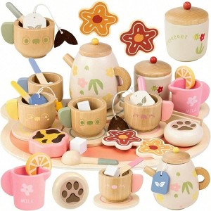 Tea Party Toy , Wooden Picnic Set, Educational Birthday Gift, Pretend Play Food Outdoor Toy - 1 of 3