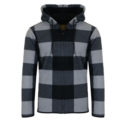 Galaxy J. Come Men's Modern Fit  Heavyweight Polar Fleece Plaid Hoodie With Faux Shearling Lining