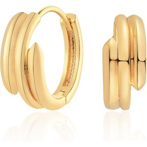 Dremmy Studios CZ Huggie Hoop Earrings | 14K Gold Plated, Chunky & Minimalist Gift - 1 of 4