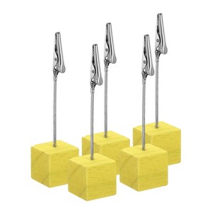 Unique Bargains Wood Base Table Number Memo Clip Place Card Holder 5 Pcs - 1 of 4