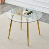 Vynxaria 40" Gold & Glass Round Coffee Tables - Modern Minimalist Dining Set - 3 of 4