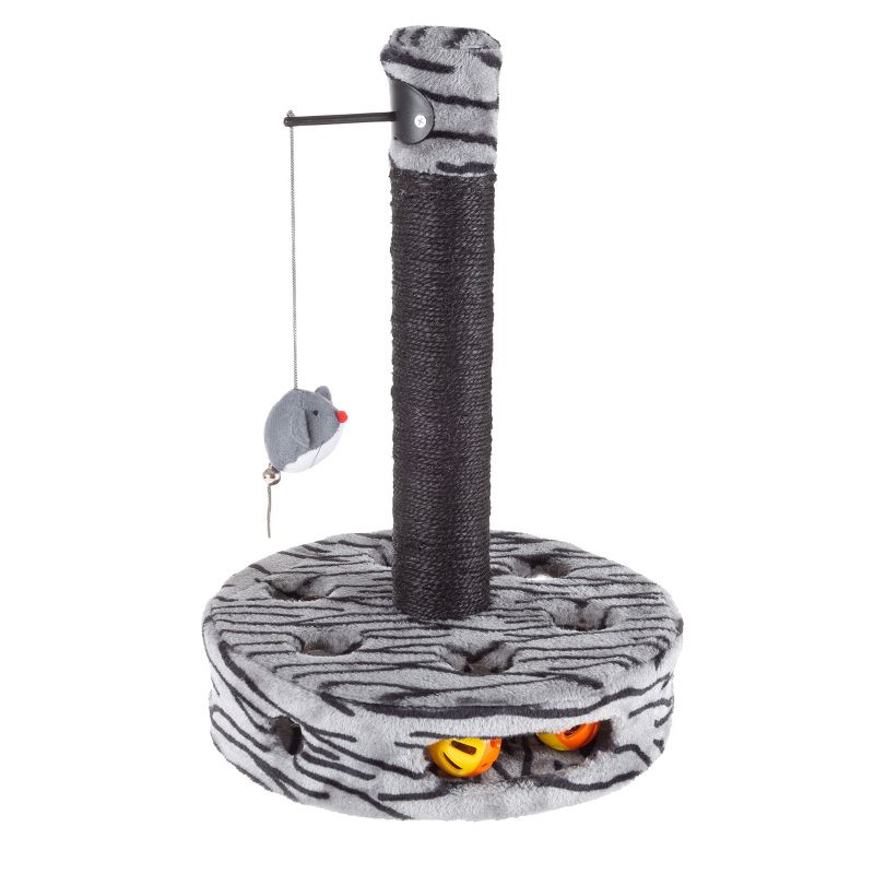 Cat Scratching Post - Interactive Play Area with Sisal Rope Scratcher and Hanging Toy for Indoor Cats - Scratch Tree for Pets by PETMAKER (Black/Gray), 1 of 9