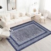 Modern Geometric Bordered Area Rug Non Slip Non Shedding Rug Soft Low Pile Floor Carpet Washable Thin Rug, Contemporary Distressed Rug - 4 of 4