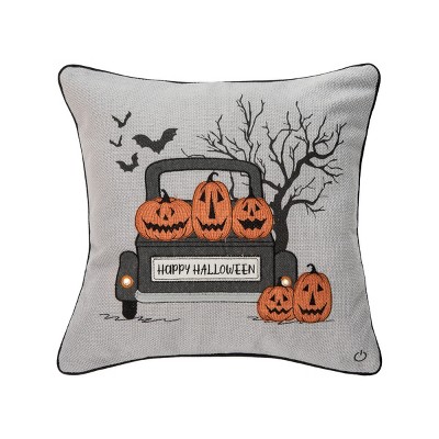 C&F Home 18" x 18" Spooky Time Embellished Halloween Throw Pillow With Light-Up LED Light