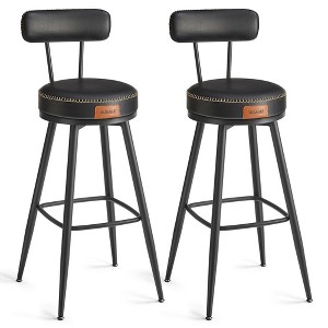 Set of 2 Modern Bar Stools, 30-Inch Swivel Counter Height Stools, PU Leather Upholstery, Mid-Century Design - 1 of 4