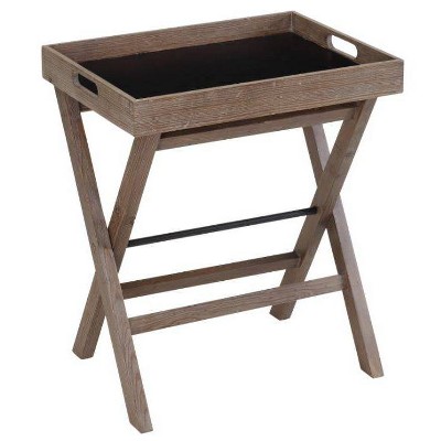 Andrew Metal and Wood Side Table Brown - Boraam: Rustic Accent Table, Tapered Legs, Nautical Decor