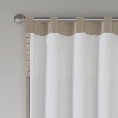 Ivory and Taupe Faux Silk Light-Filtering Curtain Panel