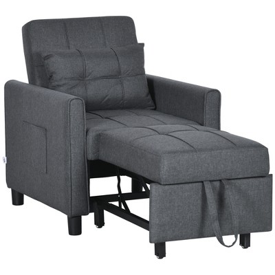 Single Sofa Bed 3-In-1 Folding Armchair Sleeper Couch Seat with  Pillow&Wheels