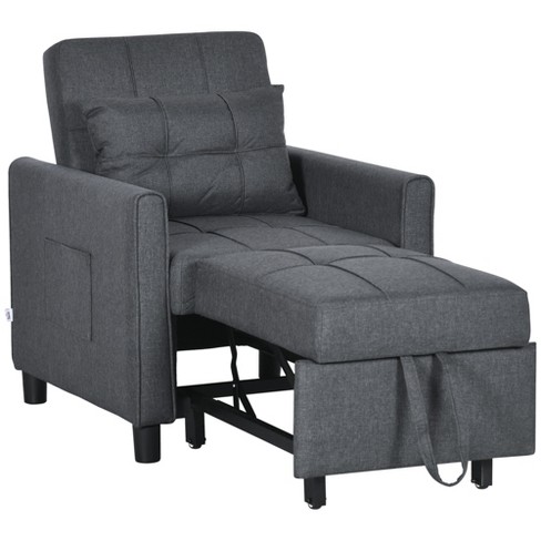 Homcom 3-in-1 Convertible Chair Bed, Multi-functional Single Sofa
