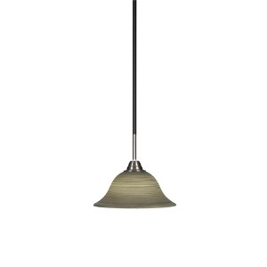 Toltec Lighting Paramount 1 - Light Pendant in  Matte Black/Brushed Nickel with 10" Gray Linen Shade - 1 of 1