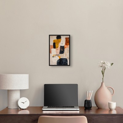Large Multicolor Abstract Canvas Wall Art with Black Frame