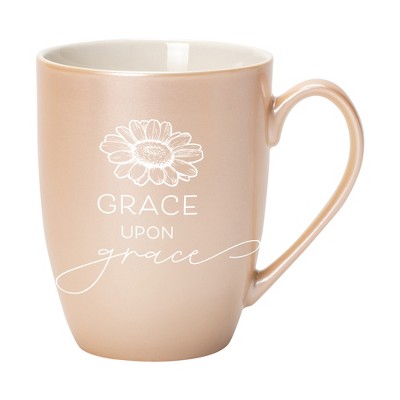 Elanze Designs Grace Upon Grace Precious Pearl 10 ounce New Bone China Coffee Cup Mug