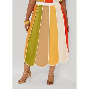 Women's Plus Size Striped Paneled Midi Skirt - Ashley Stewart : Target