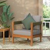 TiramisuBest Natural Wood Outdoor Club Chair with Handwoven Rope,Water-Resistant Lounge Chair with Removable Cushions,Beige - 3 of 4