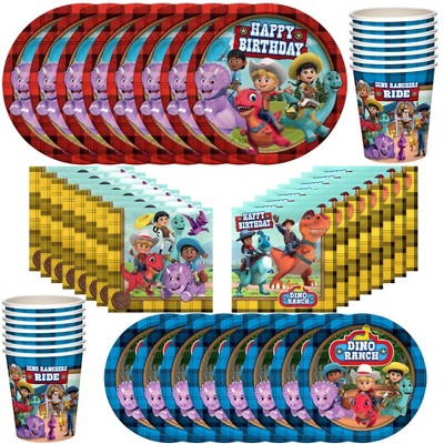Treasures Gifted Dino Ranch Party Supplies Dinnerware Classic Set for 16 Guests