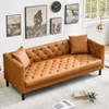 Leather Couch for Living Room, Modern Leather Sofa with Deep Seat, Handmade Button Tufted 3 Seater Sofa, Chesterfield Couch for Apartment, Office - 3 of 4