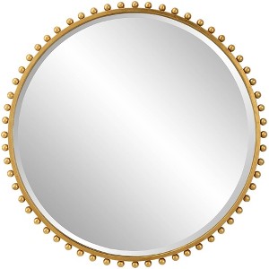 Uttermost Round Vanity Decorative Wall Mirror Modern Beveled Gold Leaf Iron Frame 32" Wide for Bathroom Bedroom Living Room Home - 1 of 1