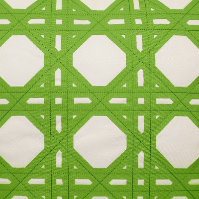 Green and White Embroidered Geometric Square Throw Pillow